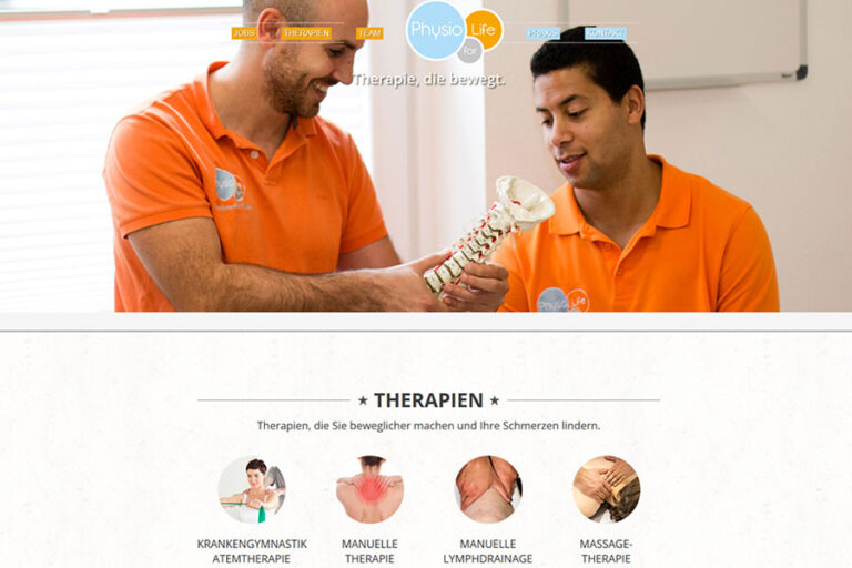 Homepage für Physio for Life