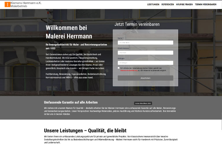 Homepage für Malerei Herrmann